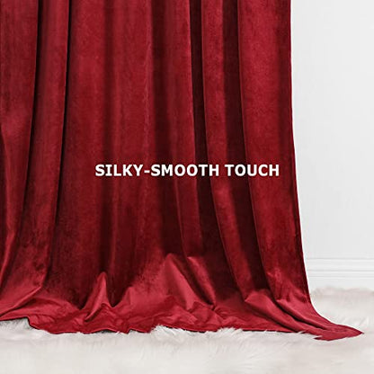 Benedeco Burgundy Red Velvet Blackout Curtains 52x108, Back Tab, 2 Panels | Elegant Room Darkening Thermal Insulated Energy Saving Noise Reducing Velvet Window Drapes for Living Room, Bedroom - color: Backtab-red, size: 52"W x 108"L (Pack of 2)