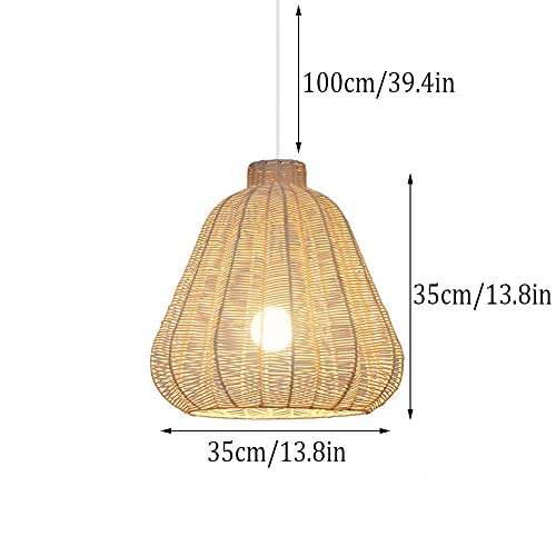 Creative Hand-Woven Bamboo Pendant Lighting Rattan Home Pendant Lamp Japanese Lantern Hanging Lamp Bedroom Headboard 35cm Ceiling Lamp Energy Saving Light Fixture