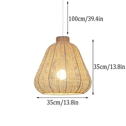 Creative Hand-Woven Bamboo Pendant Lighting Rattan Home Pendant Lamp Japanese Lantern Hanging Lamp Bedroom Headboard 35cm Ceiling Lamp Energy Saving Light Fixture