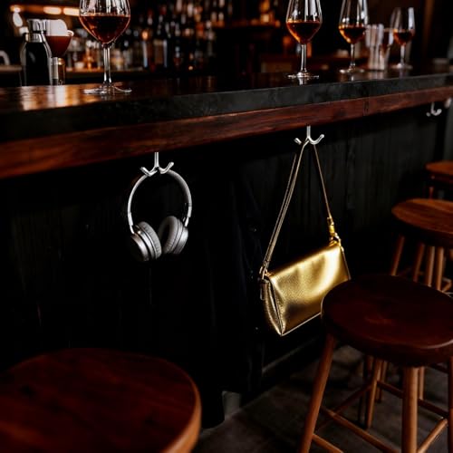10 Pcs Zinc Alloy Ceiling Double Hook Cabinet Wardrobe Coat Towel Hat Hook Hooks Under Cabinet Shelf (Antique Bronze) - color: Antique Bronze