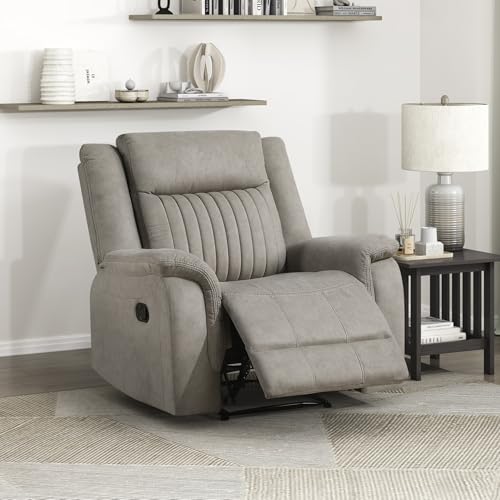 Lexicon Polished Microfiber Wall Hugger Manual Reclining Chair, Dove | 39.5"W Manual Recliner, Home Theater Seating for Living Room/Office/Apartment - color: Dove, size: Recliner