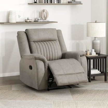 Lexicon Polished Microfiber Wall Hugger Manual Reclining Chair, Dove | 39.5"W Manual Recliner, Home Theater Seating for Living Room/Office/Apartment - color: Dove, size: Recliner