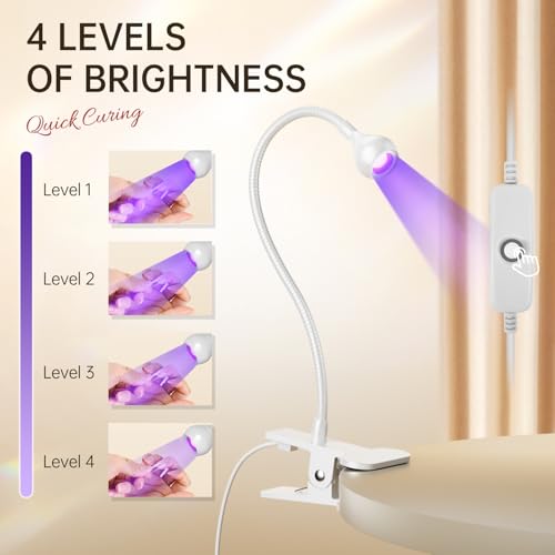 AORAEM LED Nail Lamps Flexible Gooseneck Lamp Gel Polish Curing Light White | Quicky Dry Nail Manicure Dryer Plug Play Portable Flash Cure Light for Gel Nails Home DIY Professionals - color: White