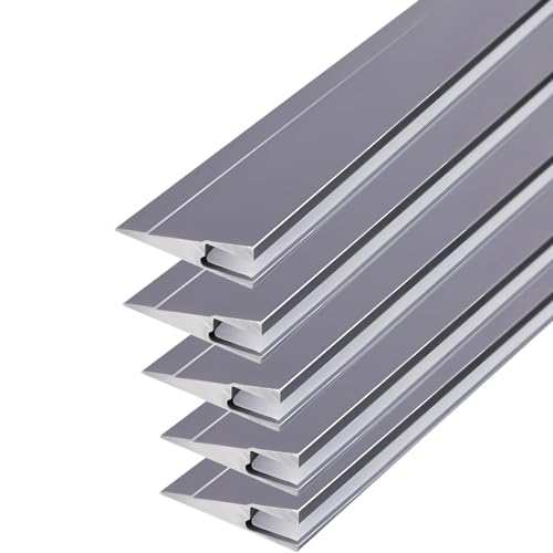 JARBIH Ultra-Thin Led Aluminum Channel, 45°Oblique Under Cabinet Beam Light | 5Pack 1M/3.3ft Self Adhesive LED Profile System, Invisible H7mm Surface Mounted Wardrobe Layer Shelf Panel Hard Bar(Gray) - color: Gray without LED Strip