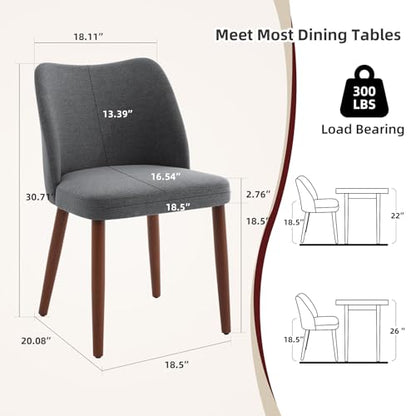 GarveeHome Wooden Dining Chair Set of 4 Upholstered Fabric Dining Chair | Modern Kitchen Chairs with Curved Backrest Leveling Feet for Dining Room, Living Room, , No tool assembly, No Wobble - color: Dark Grey
