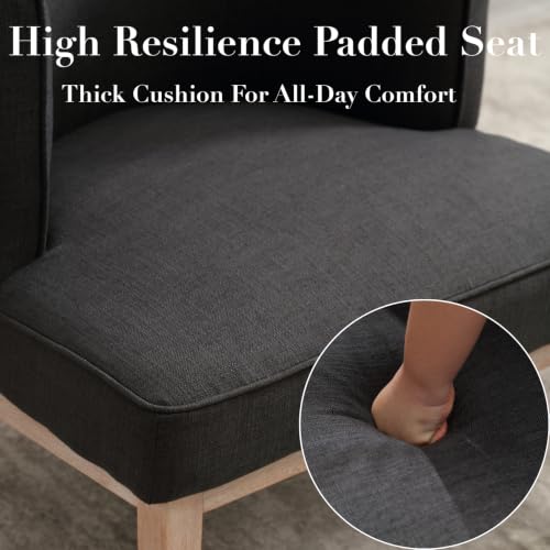 Modern Barrel Accent Chair，Mid Century Armless Side Chair Linen Fabric Upholstered Comfy Reading Chair with Solid Wooden Frame for Living Room/Bedroom, Black - color: Black, size: 1PC