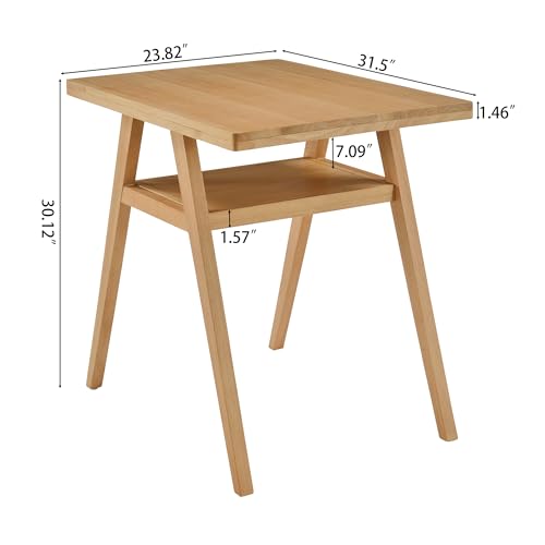 3-Piece Modern Dining Set with Stackable Dining Chairs, Solid Wood Square Table and Chair Breakfast Table Set for 2 Person, Space Saving Dinette for Dining Room, Kitchen, Living Room, Patio-Nature - color: Nature