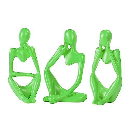 BMLCGJ Thinker Statue Gold Decor Abstract Art Sculpture, Golden Resin Collectible Figurines for Home Living Room Office Shelf Decoration,Great Gifts Ideas (Light Green) - color: Light Green