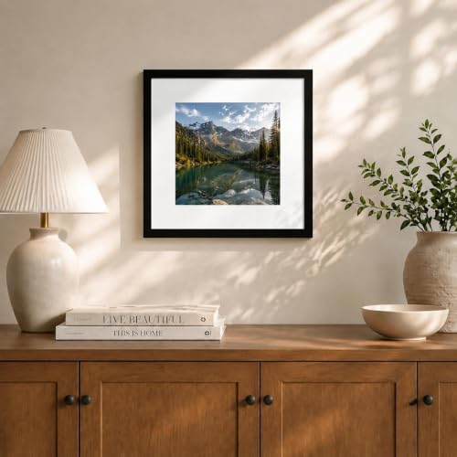 HEART ART 12x12 Black Picture Frame 8x8 with Mat Set of 9 | Gallery Wall Frame Set, Collage, Square Picture Frames - color: Black, size: 12x12 for 8x8