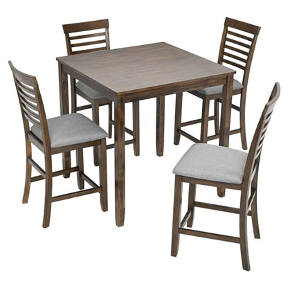 Knocbel Classic Counter Height 2-Person Dining Table for Small Space, Wooden Apartment Condo Pub Bistro Kitchen Dining Furniture (Walnut Square 36" H) - color: Walnut Square 36"h