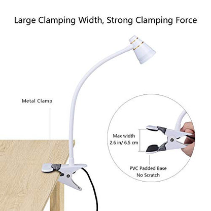 LED Clip Desk Lamp, Headboard Light with Strong Clamp, Bed Reading Light with 3000k-6500K Adjustable Color Temperature Options for Brighter Illumination (Milky White) - color: Milky White