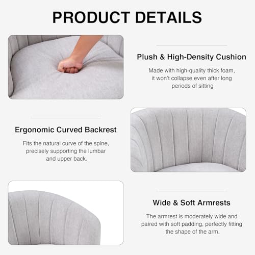 Swivel Accent Chair with Armrest, Modern 360 Degree Swivel Barrel Chair with Curve Back and Soft Cushion,Comfy Fabric Round Armchair Single Sofa for Living Room,Bedroom,Waiting Room,Grey - color: Grey