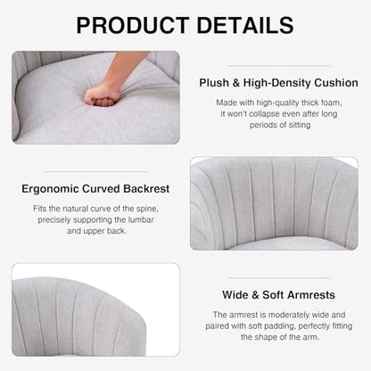 Swivel Accent Chair with Armrest, Modern 360 Degree Swivel Barrel Chair with Curve Back and Soft Cushion,Comfy Fabric Round Armchair Single Sofa for Living Room,Bedroom,Waiting Room,Grey - color: Grey