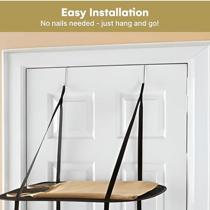 Greenco 3 Tier Over The Door Folding Drying Rack |for Clothing, Sweater, Garment, and Room Organization| Dryer Racks for Laundry Perfect for Small Spaces, Apartments, Dorm Rooms, and Bathrooms|Black