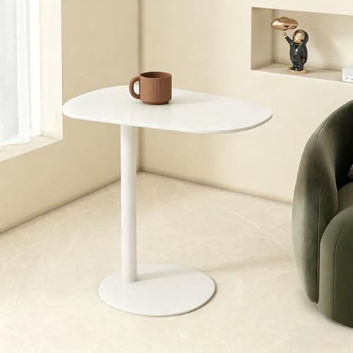Modern C-Shaped End Table, Small Sofa Side Table Metal Side Table for Couch and Bed Snack Table Tray Table for Living Room Bedroom - color: White