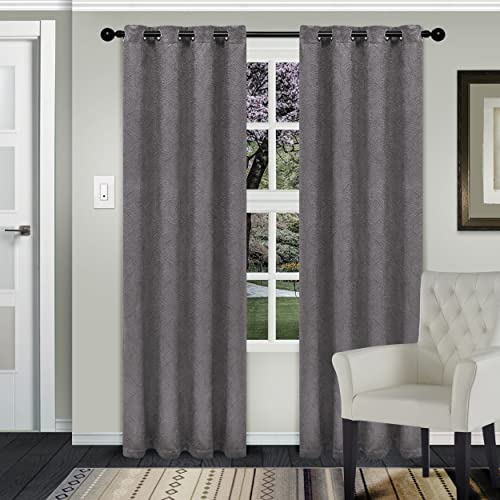 Superior Waverly Blackout Curtain Set of 2, Thermal Insulated Panel Pair with Grommet Top Header, Beautiful Embossed Wave Room Darkening Drapes, Available in 4 Lengths - Silver, 52”x96” each - color: Silver, size: 52"W x 96"L (Pack of 2)