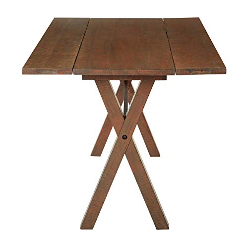 OSP Home Furnishings McKayla Flip-Top Expanding Desk to Dining Table, Distressed Brown Finish