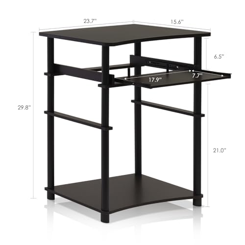 23.6 Wide Gaming Desk with Keyboard Tray, Laptop Notebook Computer Desk, Office Desk, Desk for Study Room, Dorm, Home Office, Bedroom, Espresso - color: Espresso/Black, size: 1 Tier