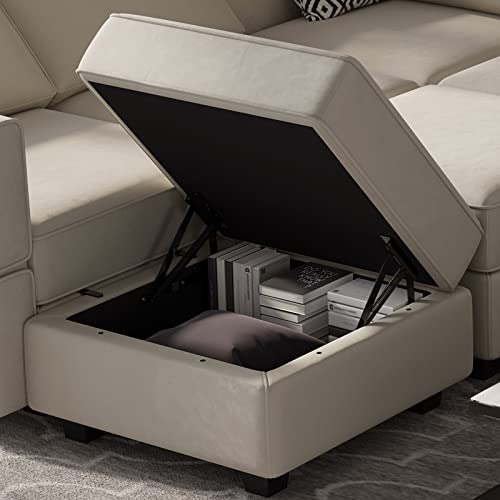 Belffin Modular Sectional Sofa with Double Chaise Velvet U Shaped Sofa Reversible Sectional Couch with Storage Grey - color: Grey, size: U Shape Sofa