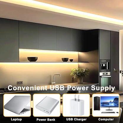 COB LED Strip Lights 10FT Warm White，5V USB LED Rope Lights | with App Control 3000K Dimmable LED TV Backlights,8mm Width Flexible LED Tape Lights for Bedroom，Cabinet,Kitchen - color: Warm White, size: 10ft