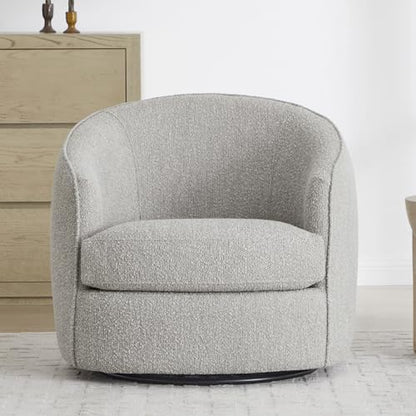 CHITA Barrel Swivel Accent Chair, Wood Frame, Fully Assembled, Light Grey | Modern Armchair with FSC Certified Wood Frame, Living Room Chair for bedroom & office, 31.5"Dx32.3"Wx28.7"H, 350 Lbs Capacity - color: Light Grey - Fabric
