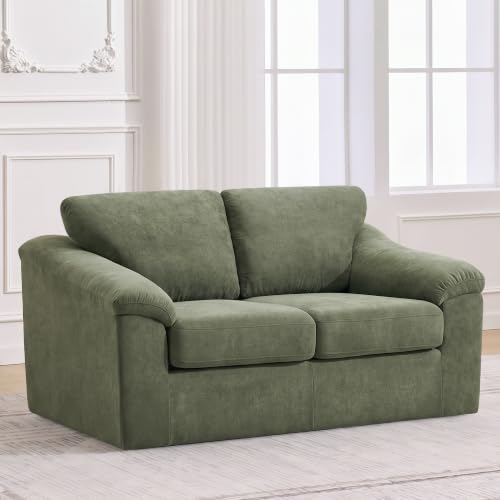 Boneless Loveseat Sofa, Modern Cloud Couch with Deep Seat, Thick Cushion and Curved Armrests, Upholstered Sofa for Living Room, No Assembly Required, Green - color: Green, size: Loveseat