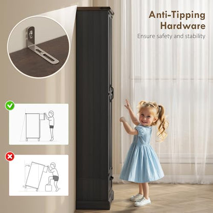 HOMCOM 71" Tall Kitchen Pantry Storage Cabinet Barn Doors Drawer Black | Farmhouse, Adjustable Shelves, Freestanding Food Pantry Cabinet, for Kitchen, Dining Room - color: Black