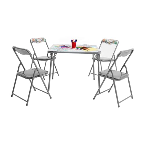 Flash Furniture Mindy Kids 5-Piece Folding Table and Chair Set, Printed | Daycare and Classroom, Children's Activity Table, Portable - color: Printed, size: 5 Piece Set