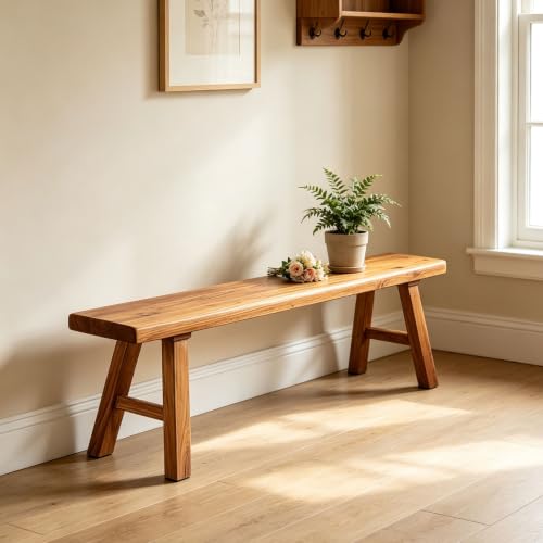 Farmhouse Solid Wooden Narrow Bench Vintage Noodle End Of Bed Bench Natural Rustic Kitchen Dining Table Skinny Entryway Shoe Benches 47.2/62.9/70.8/78.8 Inch Easy To Assemble For Bedroom Hallway(78.7x - size: 78.7x10.2x17.7in/200x26x45cm