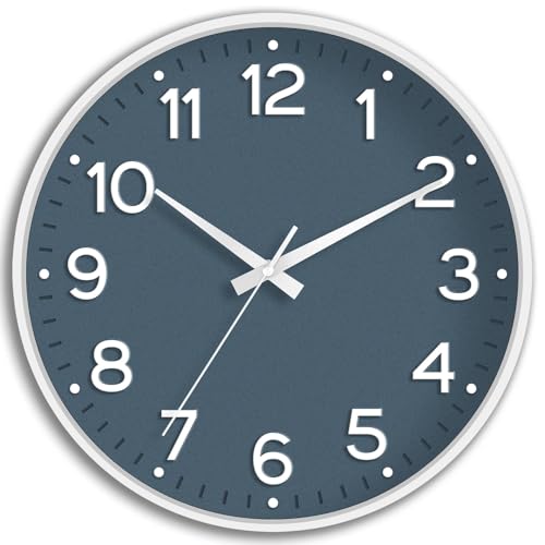 Roymnie 10 Inch Wall Clock Battery Operated Silent Non Ticking Analog | Azure Blue modern analog; large 3D easy-read dial for kitchen, office, bathroom & bedroom; 1 AA battery (not included) - color: I_azure Blue, size: 10 Inch