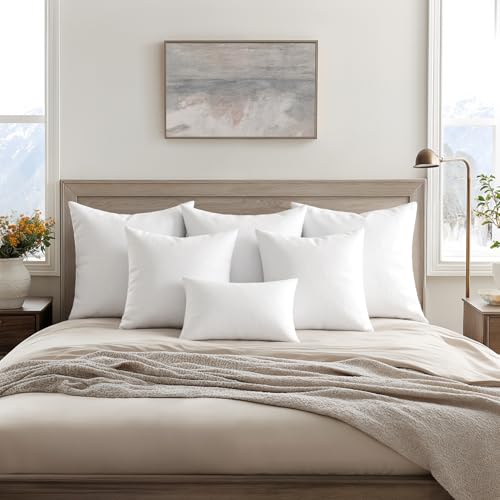 MIULEE 12x12 Throw Pillows Inserts 2 Pack, Decorative Pillows for Couch Bed | 100% Virgin Filling, Full and Fluffy, Lumbar, Back and Neck Support - size: 12x12 Inch