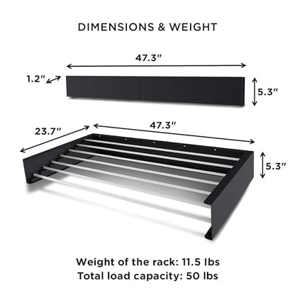 Step Up Laundry Drying Rack (Extra Large: 47 Inches, 12 Lbs), Wall Mounted, Retractable Clothes Drying Rack, 70lbs Capacity, 27 Linear Ft, with Wall Template and Long Drill Bit (47" White) - color: White, size: 47" Wide