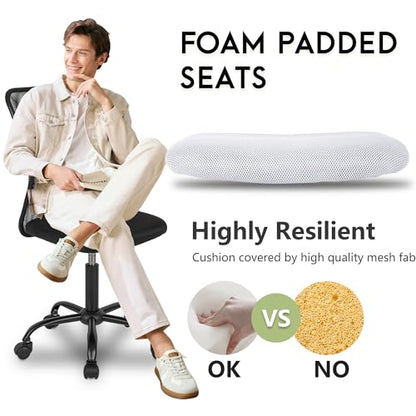 BestOffice Ergonomic Office Chair Desk Chair Mesh Computer Chair Armless Back Support Modern Executive Rolling Swivel Chair with Lumbar Support (White) - color: White