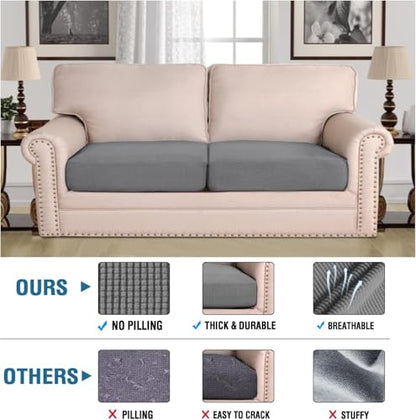 H.VERSAILTEX Super Stretch Individual Seat Sofa Covers Couch Cushion Covers Slipcover Sets Thick Jacquard Textured Twill Fabric (2 Piece Large, Grey) - color: Grey, size: 2 Cushion Sofa