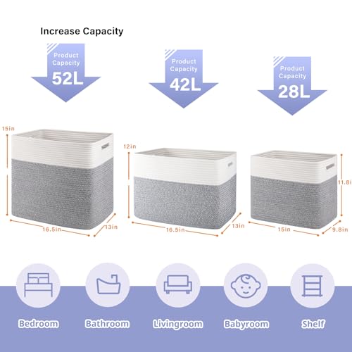 OIAHOMY Storage baskets for Shelf, Toy Storage Basket, Collapsible Storage Bins, Blanket Basket Living Room, Closet Storage for Bedroom, 15 x 9.8 x 11.8 Inches-Pack of 2-Grey, FSB-H-P-01 - color: Grey, size: 15" x 9.8" x 11.8"