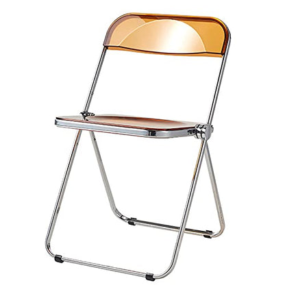 Stackable Transparent Dining Chair - Metal Frame, Plastic Accent Chair for Kitchen, Living Room, Bedroom - Space Saving, Stylish Design，Orange 47x48x76cm(19x19x30in - color: Orange