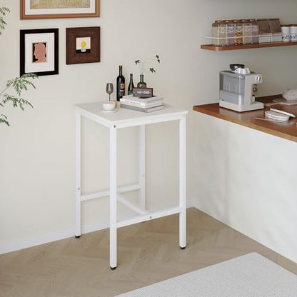 Lutown-Teen Square Bar Table, High Top Table - Industrial Metal Frame for Small Spaces & Narrow Kitchens, 23.6x23.6x36.9 in (LxWxH), Easy Assembly, White - color: White