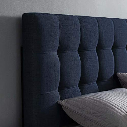 Ergode Lily Full Upholstered Linen Fabric Tufted Headboard | Sophisticated & Elegant Bedroom Decor | Lightweight & Durable | Navy