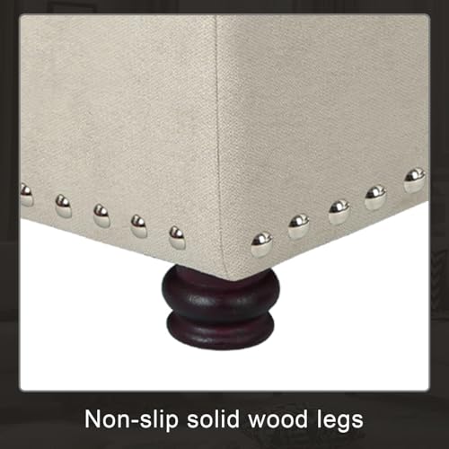 Ottoman with Storage,24" Fabric Ottoman Foot Rest with Hinged Lid Small Rectangle Upholstered Tufted Foot Stools Ottomans for Bedroom Living Room Entryway,Beige - color: Premium Beige