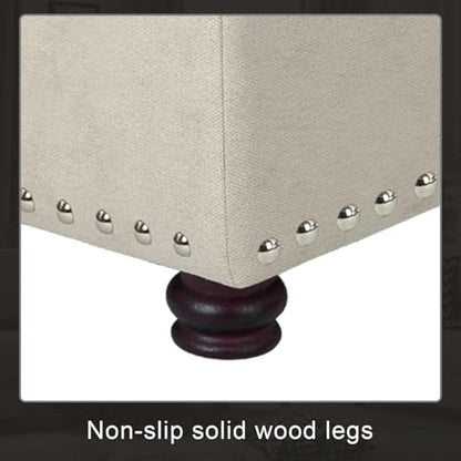 Ottoman with Storage,24" Fabric Ottoman Foot Rest with Hinged Lid Small Rectangle Upholstered Tufted Foot Stools Ottomans for Bedroom Living Room Entryway,Beige - color: Premium Beige