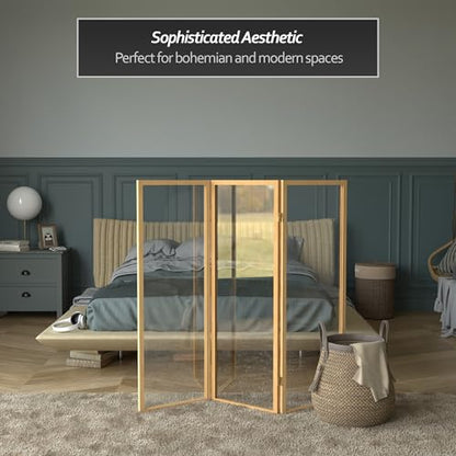 4 ft. Short Clear Plastic Partition Natural 3 Panel - color: Natural, size: 3 Panel