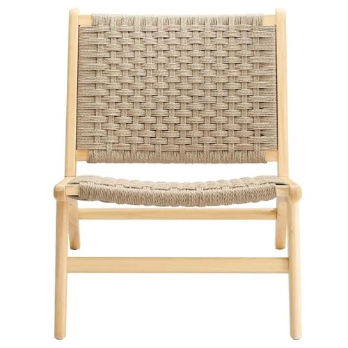 Modway Saoirse Woven Rope Wood Accent Lounge Chair in Natural Natural - color: Natural Natural