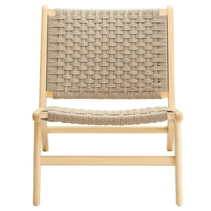 Modway Saoirse Woven Rope Wood Accent Lounge Chair in Natural Natural - color: Natural Natural