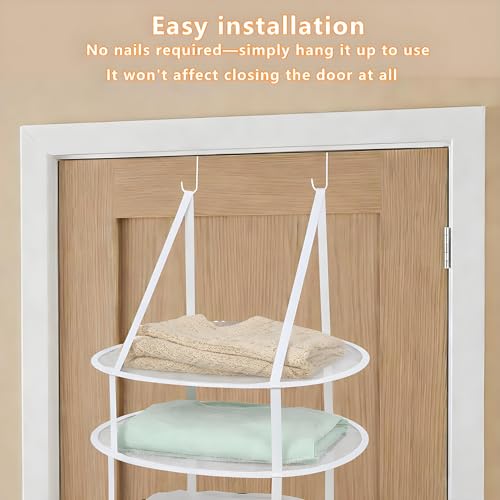 SAMJANE Hanging Sweater Drying Rack – Lay-Flat Warp-Knit Airflow Mesh for Delicates, 3 pcs 3-Tier Foldable Space-Saving Door-Hanging Design for Fast Drying & No Deformation in Small Spaces (White)