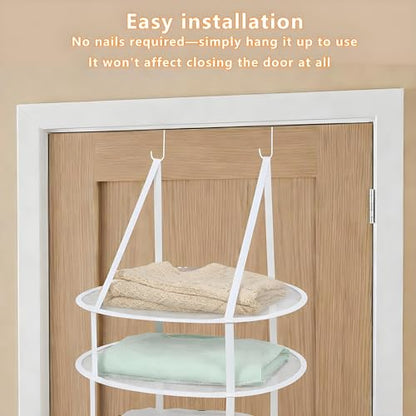 SAMJANE Hanging Sweater Drying Rack – Lay-Flat Warp-Knit Airflow Mesh for Delicates, 3 pcs 3-Tier Foldable Space-Saving Door-Hanging Design for Fast Drying & No Deformation in Small Spaces (White)