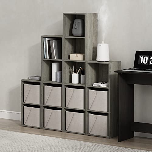 Furinno PASIR Book Shelf, 2-Tier Modern Bookshelf, Open Shelves Bookcase 9 x 12 x 21, Easy Assembly, for Living Room, Bedroom, Home Office, French Oak - color: French Oak, size: 2-Cube