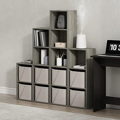 Furinno PASIR Book Shelf, 4-Tier Modern Bookshelf, Open Shelves Bookcase 9 x 12 x 42, Easy Assembly, for Living Room, Bedroom, Home Office, French Oak - color: French Oak, size: 4-Tier Cube
