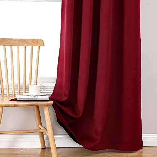 ChrisDowa 100% Blackout Curtains for Bedroom 63 Inches Long 2 Panels Set | 2 Thick Layers, Thermal Insulated, Light Blocking, Grommet, Window Treatment, Living Room Drapes, Burgundy, 38 x 63 Inch - color: Burgundy, size: 38"W x 63"L (Pack of 2)