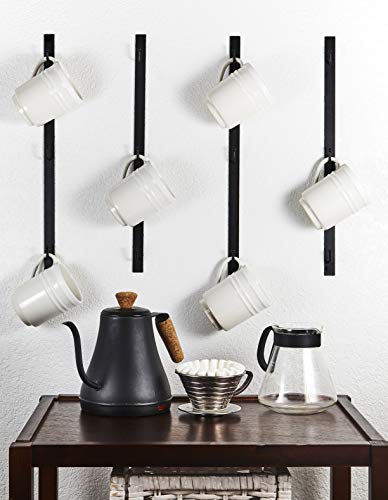 Coffee Mug Rack Wall Mounted, Set of 4 Holds 12 Mugs - Metal Mug Holder for Wall & Coffee Cup Hanger for Kitchen & Coffee Bar, Space-Saving, Rust-Resistant, Easy to Install - style: Straight