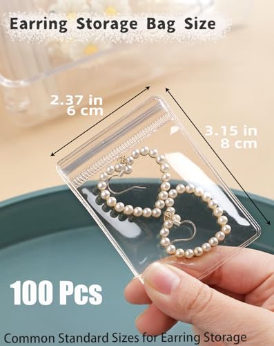 100Pcs Anti Tarnish Jewelry Bags Clear Pvc Jewelry Storage Pouches with Zipper Plastic Packing for Earrings (Anti Tarnish Clear Earrings Bag 2.37x3.15 in) - color: 100Pcs Anti Tarnish Clear Earrings Bag 2.37x3.15 in